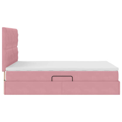 Letto con contenitore e materasso Rosa 140 x 190 cm Velluto | homemem39