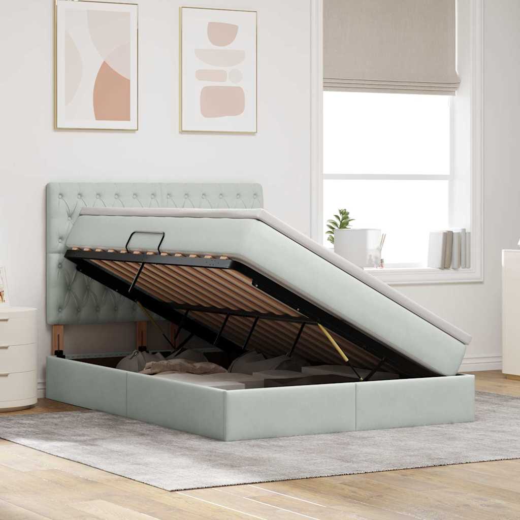 Letto con contenitore e materasso Grigio chiaro 140 x 200 cm | homemem39