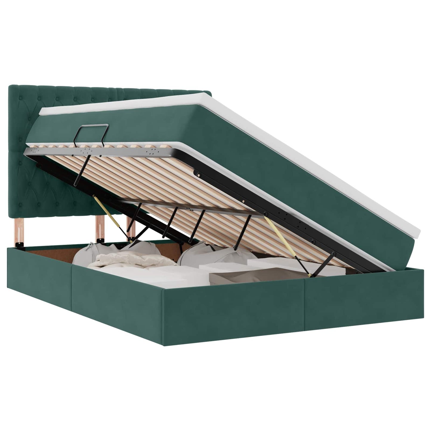 Letto con contenitore e materasso Verde Scuro 140 x 200 cm | homemem39