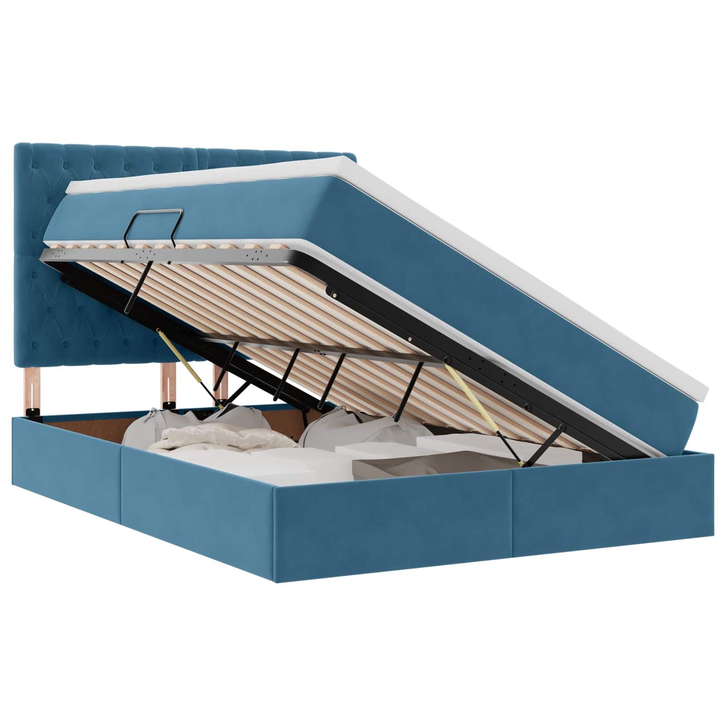 Letto con contenitore e materasso Blu Scuro 140 x 200 cm | homemem39