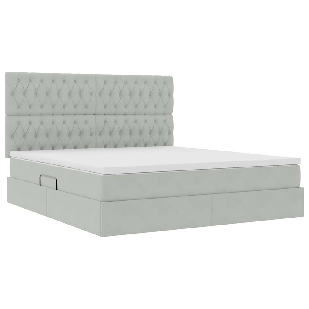 Letto con contenitore e materasso Grigio chiaro 160 x 200 cm | homemem39