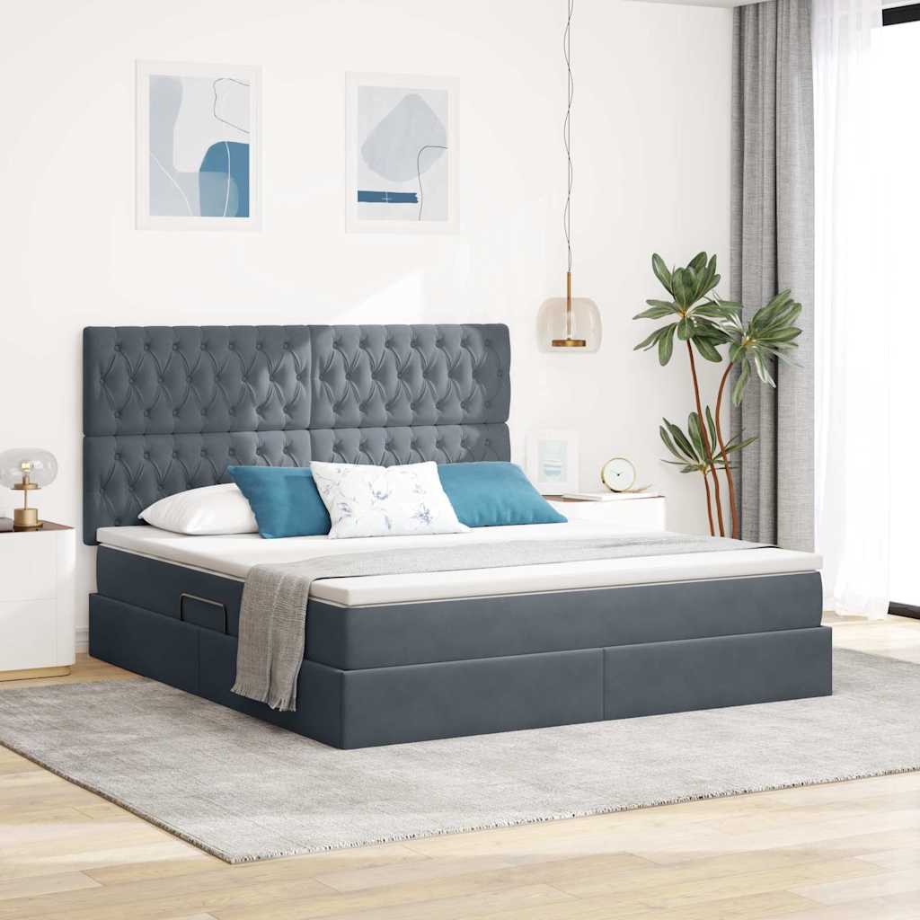 Letto con contenitore e materasso Grigio scuro 160 x 200 cm | homemem39
