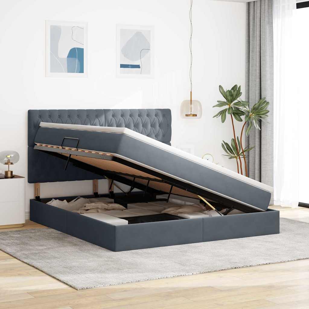 Letto con contenitore e materasso Grigio scuro 160 x 200 cm | homemem39