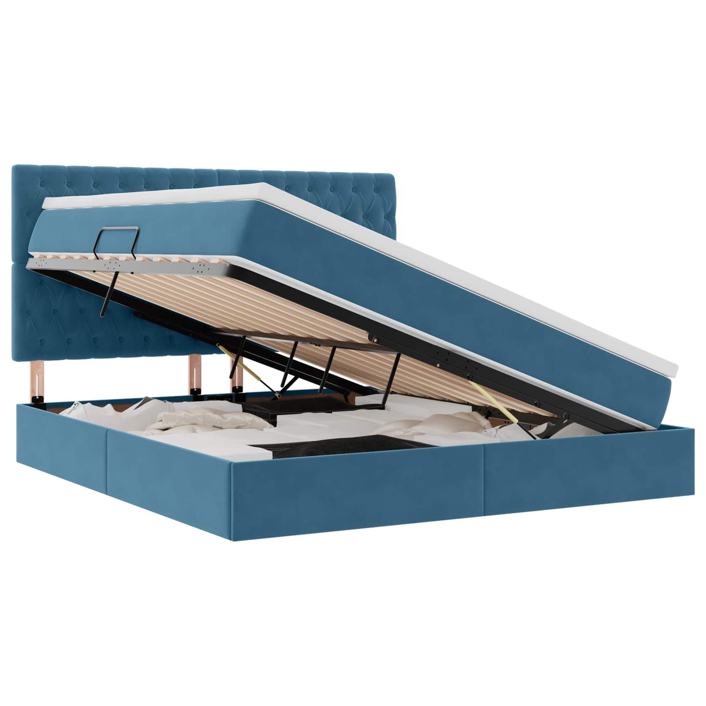 Letto con contenitore e materasso Blu Scuro 160 x 200 cm | homemem39