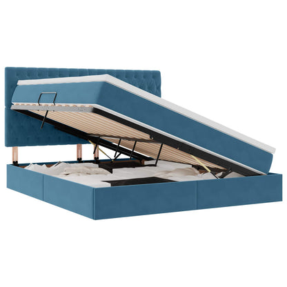 Letto con contenitore e materasso Blu Scuro 160 x 200 cm | homemem39