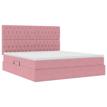 Letto con contenitore e materasso Rosa 160 x 200 cm Velluto | homemem39