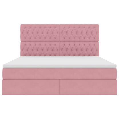 Letto con contenitore e materasso Rosa 160 x 200 cm Velluto | homemem39
