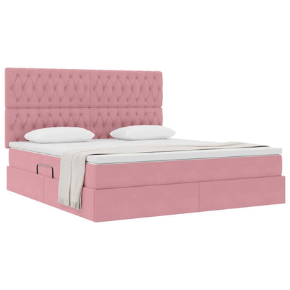 Letto con contenitore e materasso Rosa 160 x 200 cm Velluto | homemem39