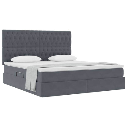 Letto con contenitore e materasso Grigio scuro 180 x 200 cm