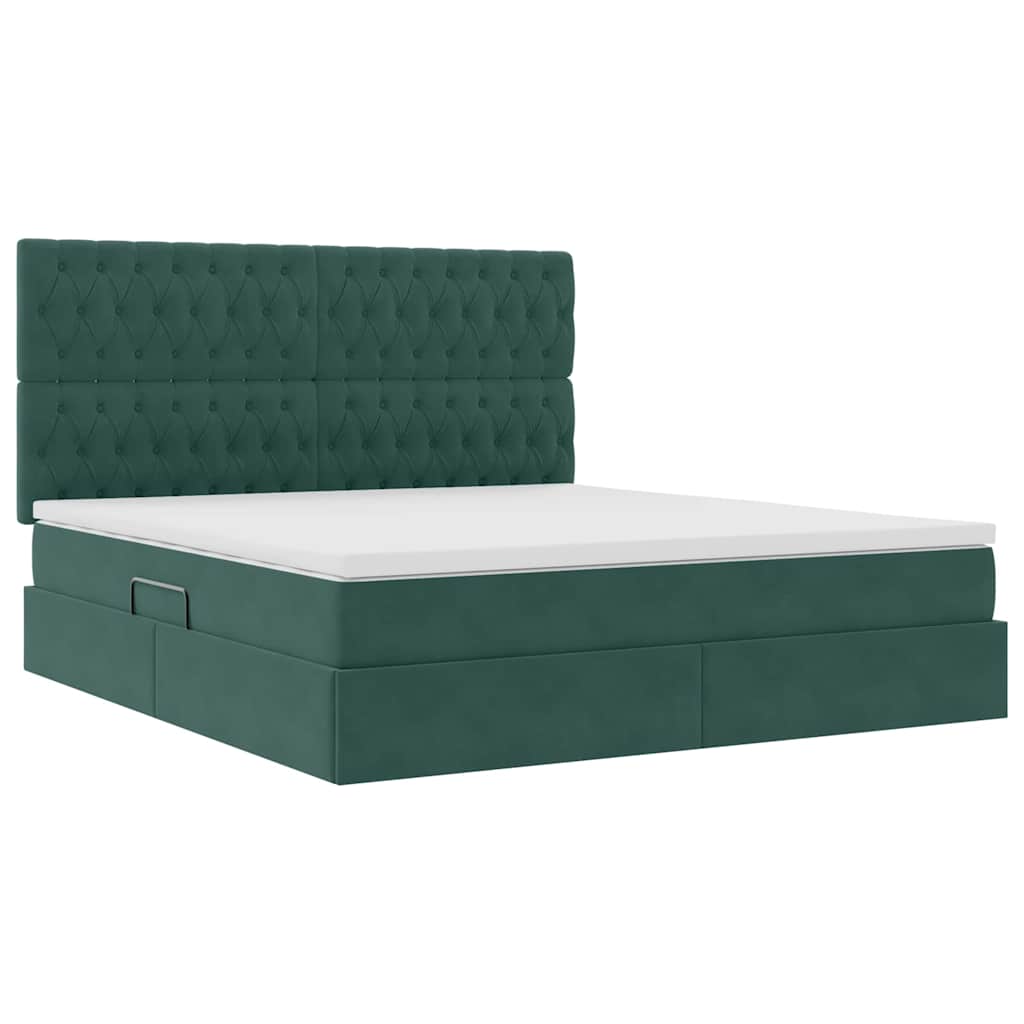 Letto con contenitore e materasso Verde Scuro 180 x 200 cm | homemem39