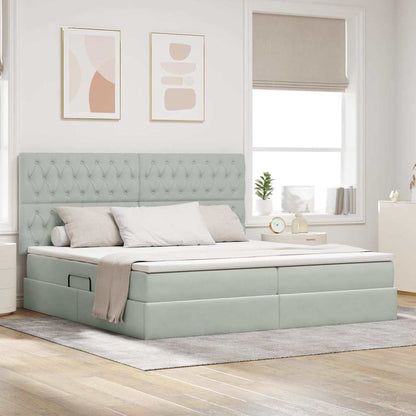 Letto con contenitore e materasso Grigio chiaro 200 x 200 cm | homemem39