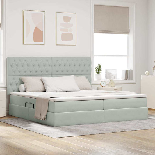 Letto con contenitore e materasso Grigio chiaro 200 x 200 cm | homemem39