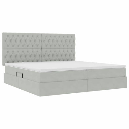 Letto con contenitore e materasso Grigio chiaro 200 x 200 cm | homemem39