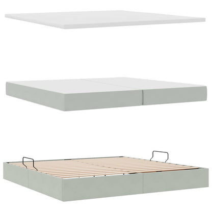 Letto con contenitore e materasso Grigio chiaro 200 x 200 cm | homemem39