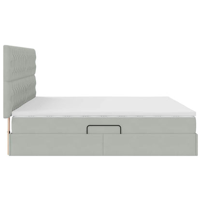 Letto con contenitore e materasso Grigio chiaro 200 x 200 cm | homemem39