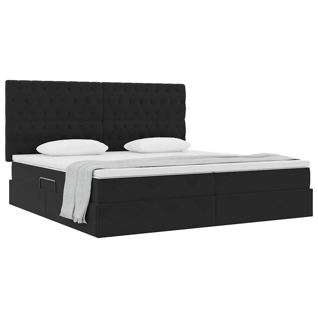 Letto con contenitore e materasso Nero 200 x 200 cm Velluto | homemem39