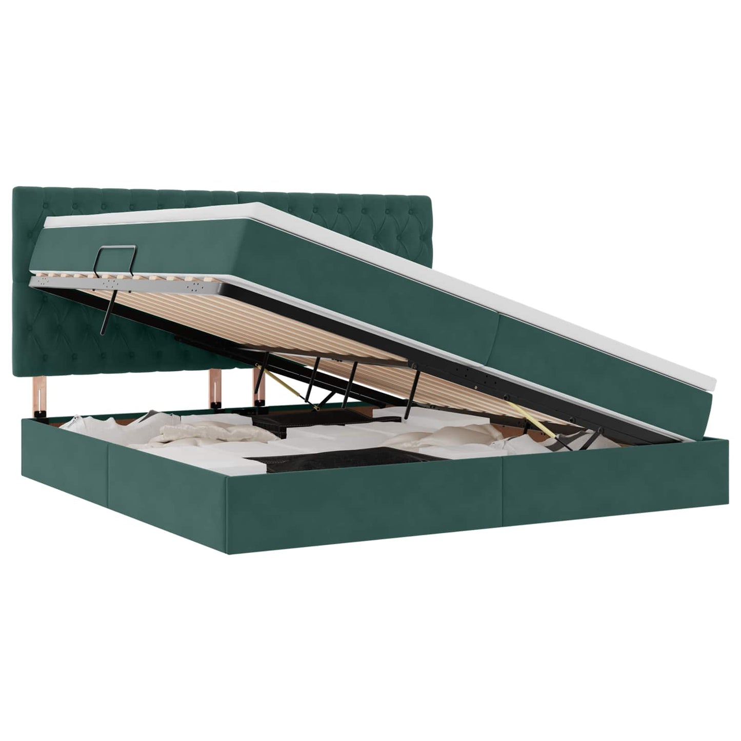Letto con contenitore e materasso Verde Scuro 200 x 200 cm | homemem39
