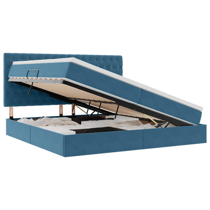 Letto con contenitore e materasso Blu Scuro 200 x 200 cm | homemem39