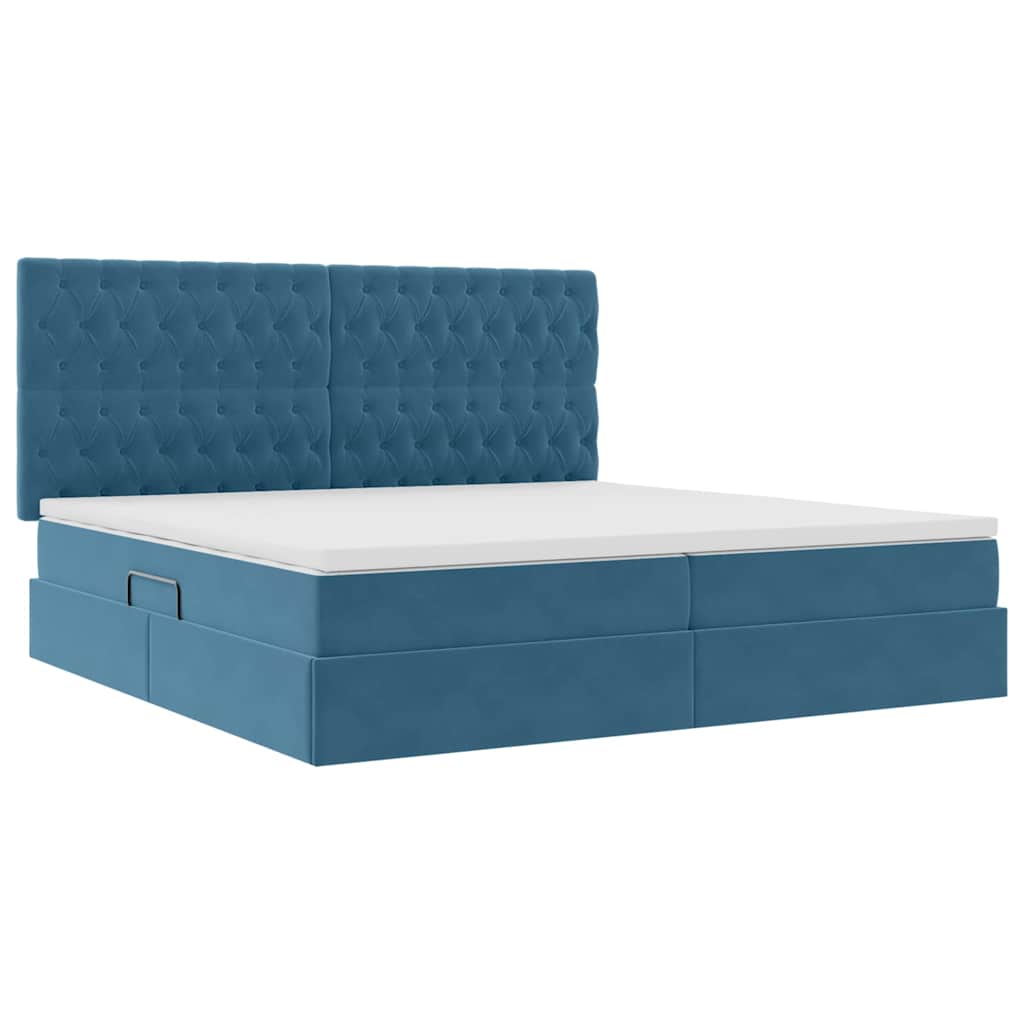 Letto con contenitore e materasso Blu Scuro 200 x 200 cm | homemem39