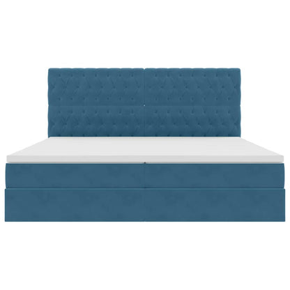 Letto con contenitore e materasso Blu Scuro 200 x 200 cm | homemem39