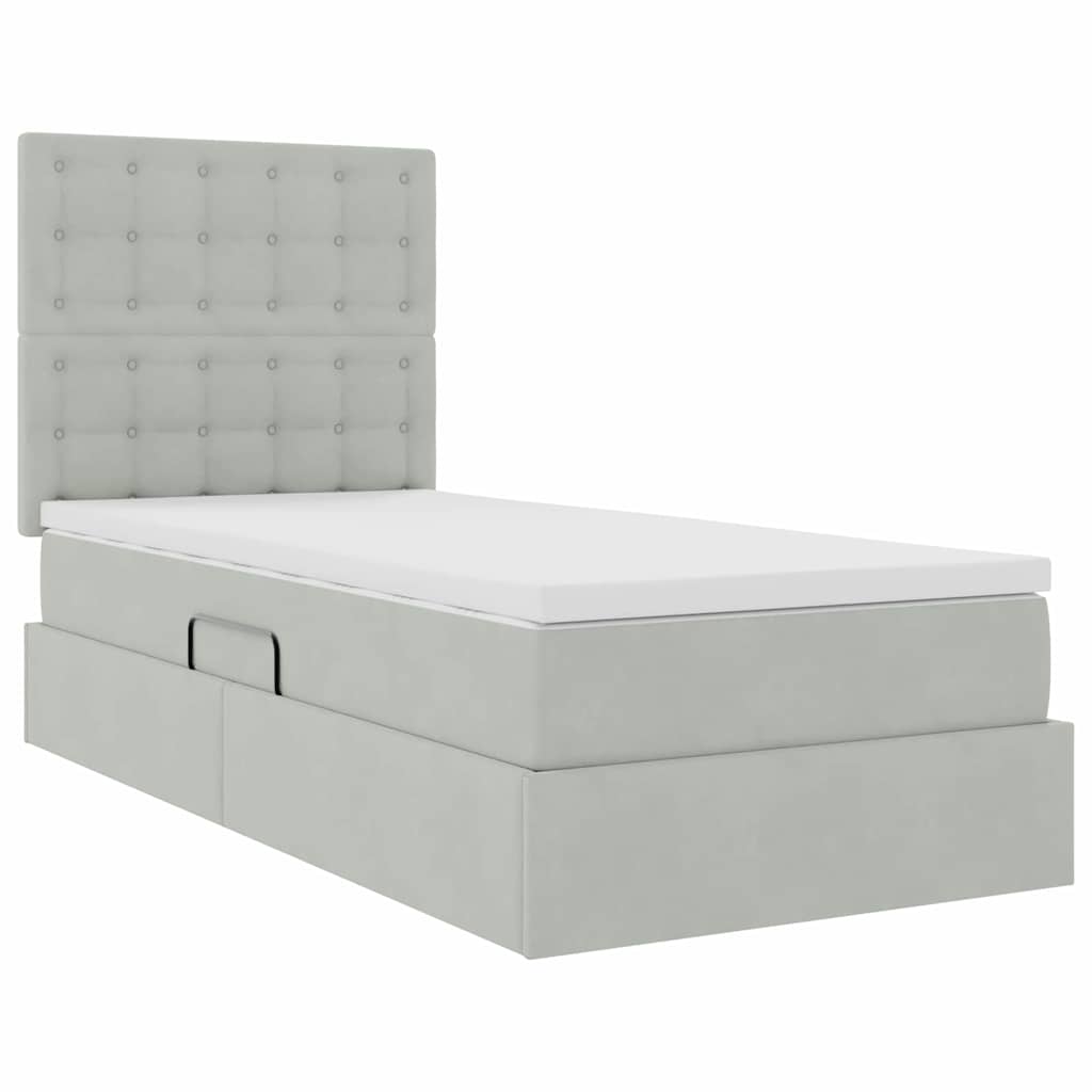 Letto con contenitore e materasso Grigio chiaro 90 x 190 cm | homemem39
