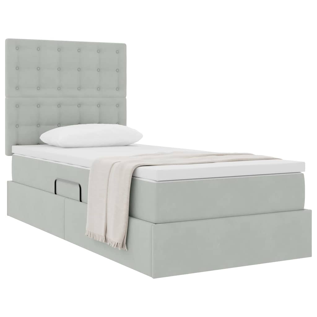 Letto con contenitore e materasso Grigio chiaro 90 x 190 cm | homemem39