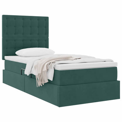 Letto con contenitore e materasso Verde Scuro 90 x 190 cm | homemem39