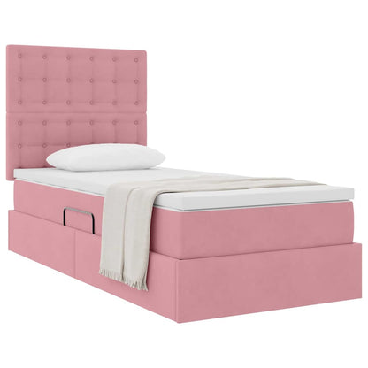 Letto con contenitore e materasso Rosa 90 x 190 cm Velluto | homemem39