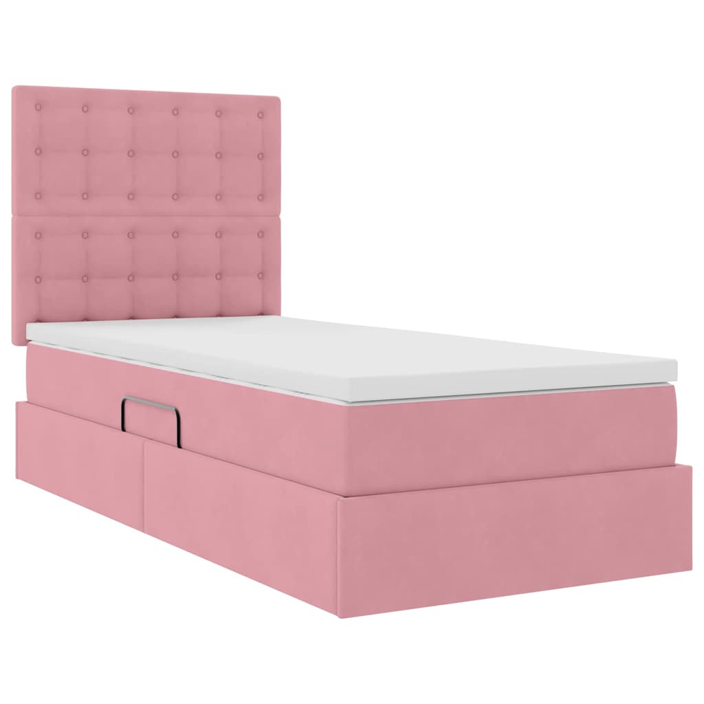 Letto con contenitore e materasso Rosa 90 x 200 cm Velluto | homemem39