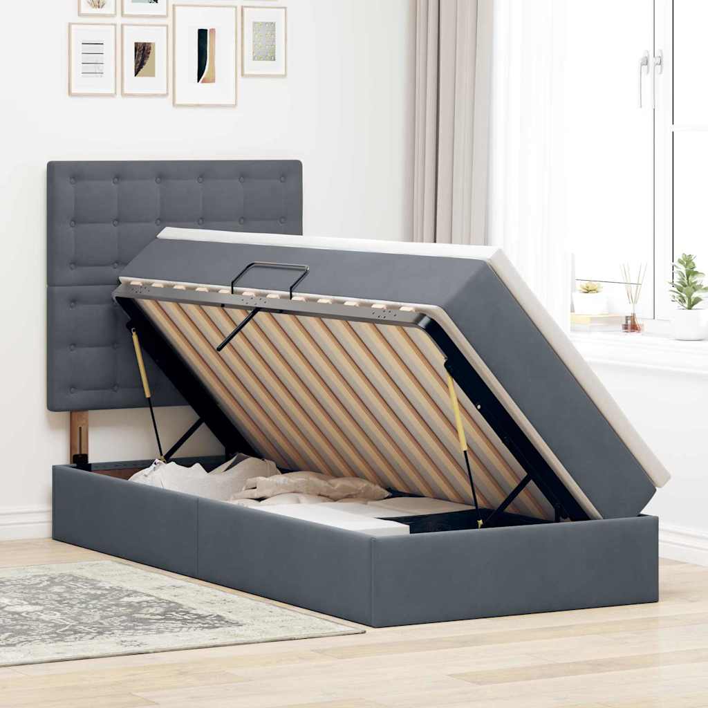 Letto con contenitore e materasso Grigio scuro 100 x 200 cm | homemem39