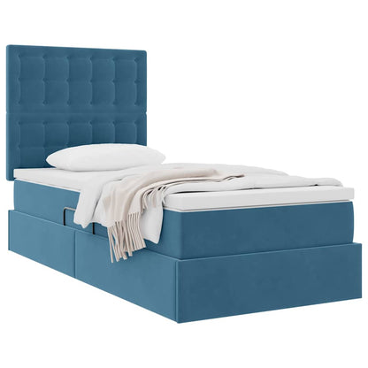 Letto con contenitore e materasso Blu Scuro 100 x 200 cm | homemem39