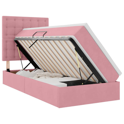 Letto con contenitore e materasso Rosa 100 x 200 cm Velluto | homemem39