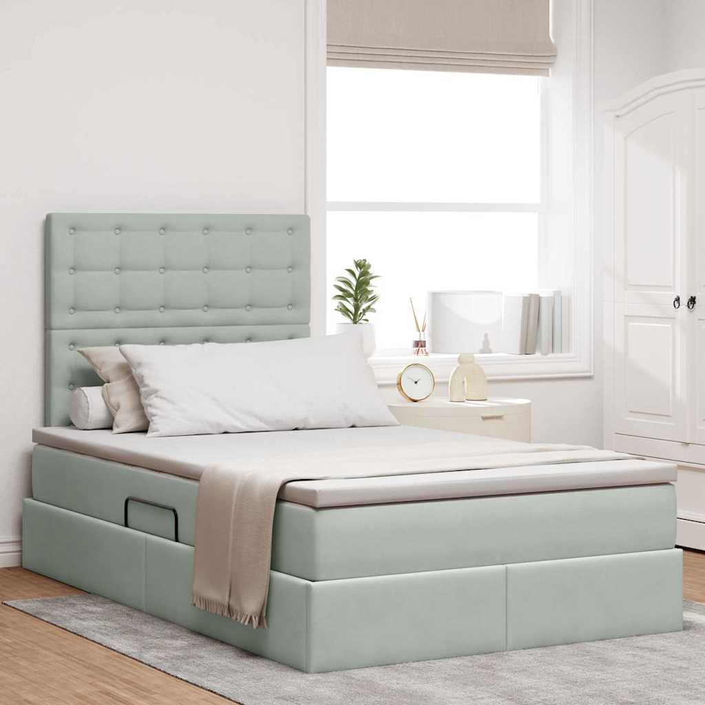 Letto con contenitore e materasso Grigio chiaro 120 x 190 cm | homemem39