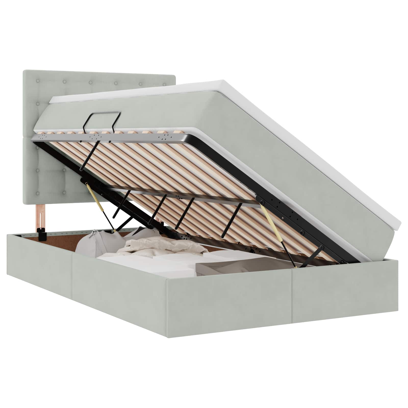 Letto con contenitore e materasso Grigio chiaro 120 x 200 cm | homemem39