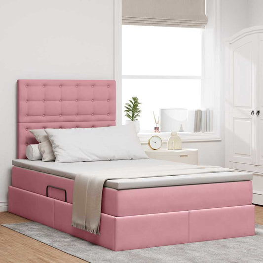 Letto con contenitore e materasso Rosa 120 x 200 cm Velluto | homemem39