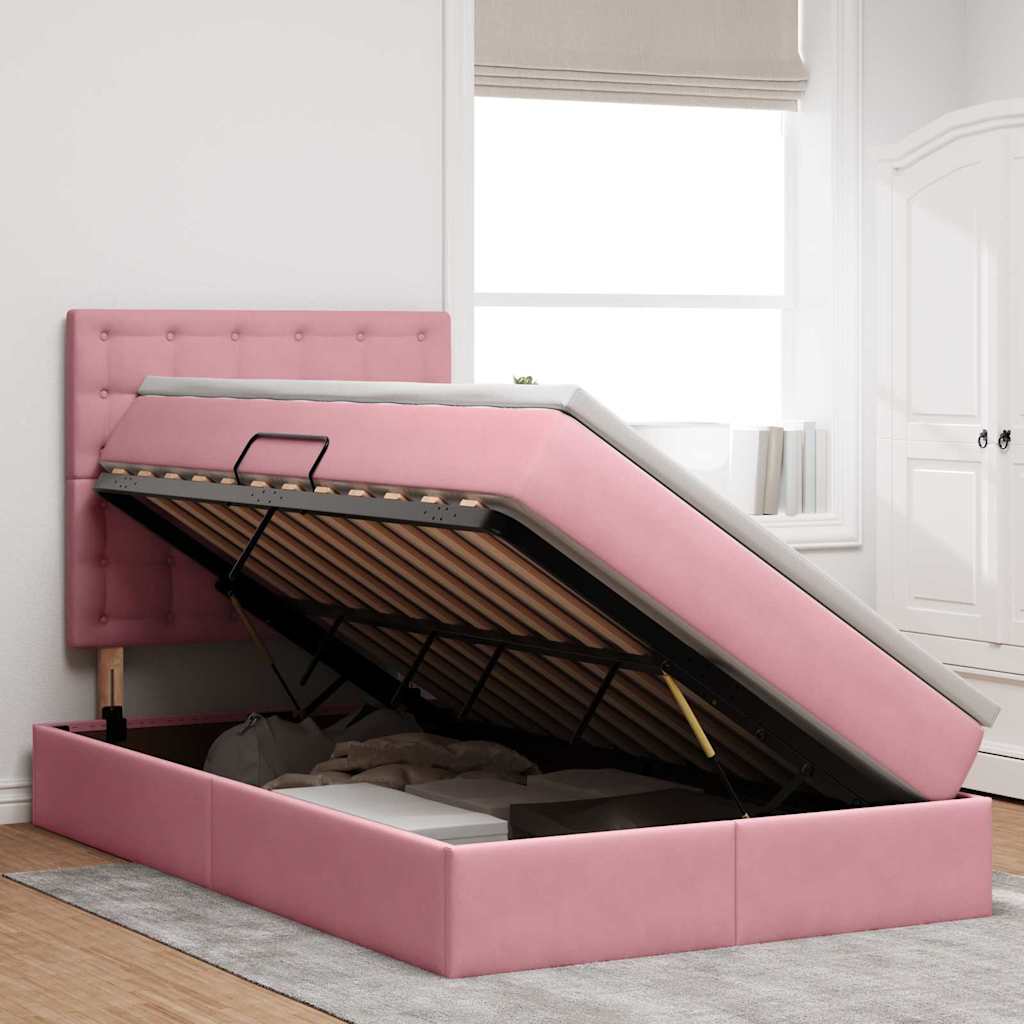 Letto con contenitore e materasso Rosa 120 x 200 cm Velluto | homemem39