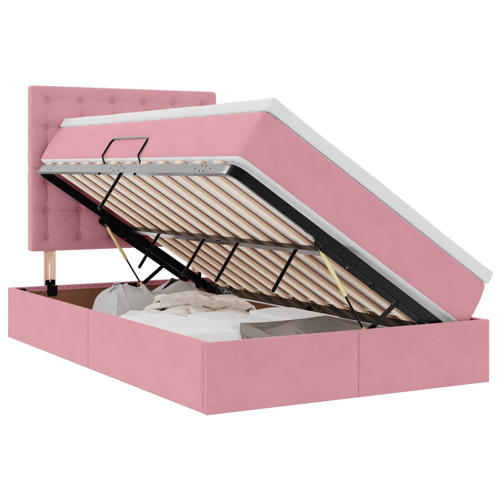 Letto con contenitore e materasso Rosa 120 x 200 cm Velluto | homemem39
