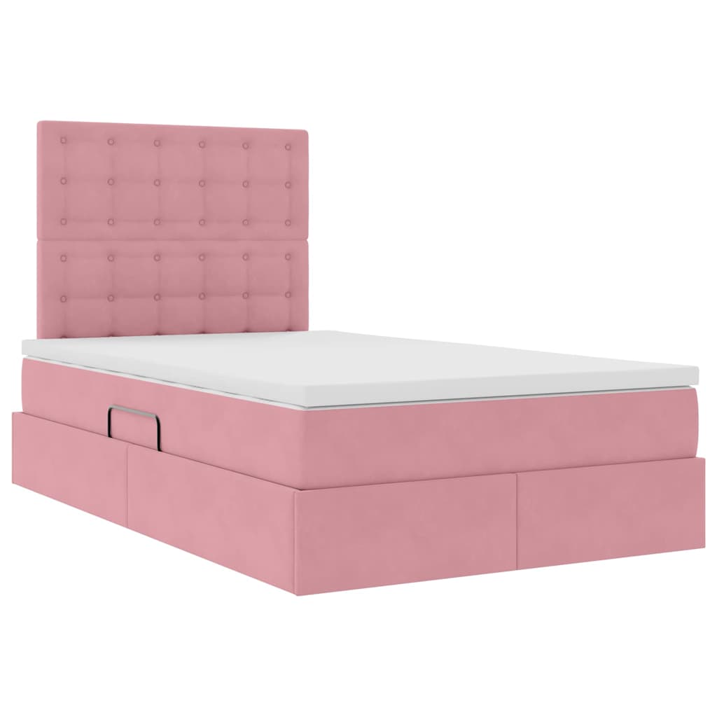 Letto con contenitore e materasso Rosa 120 x 200 cm Velluto | homemem39