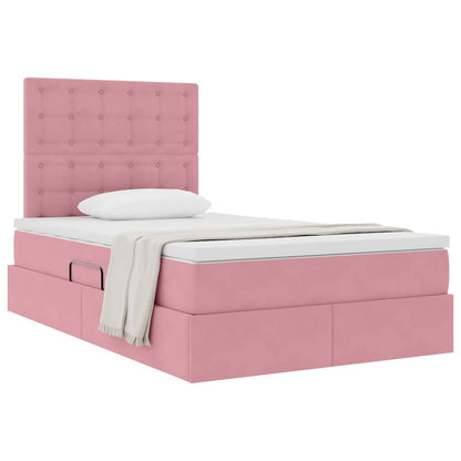 Letto con contenitore e materasso Rosa 120 x 200 cm Velluto | homemem39