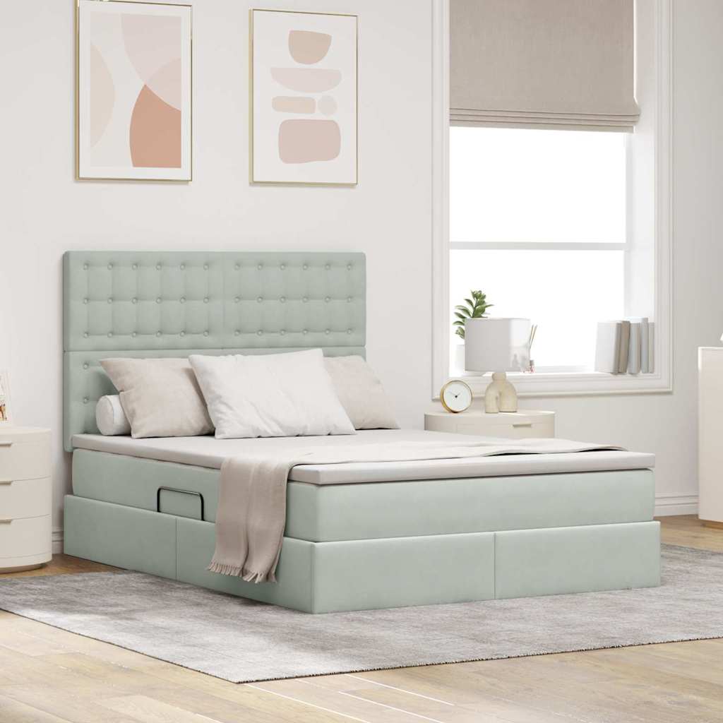Letto con contenitore e materasso Grigio chiaro 140 x 190 cm | homemem39