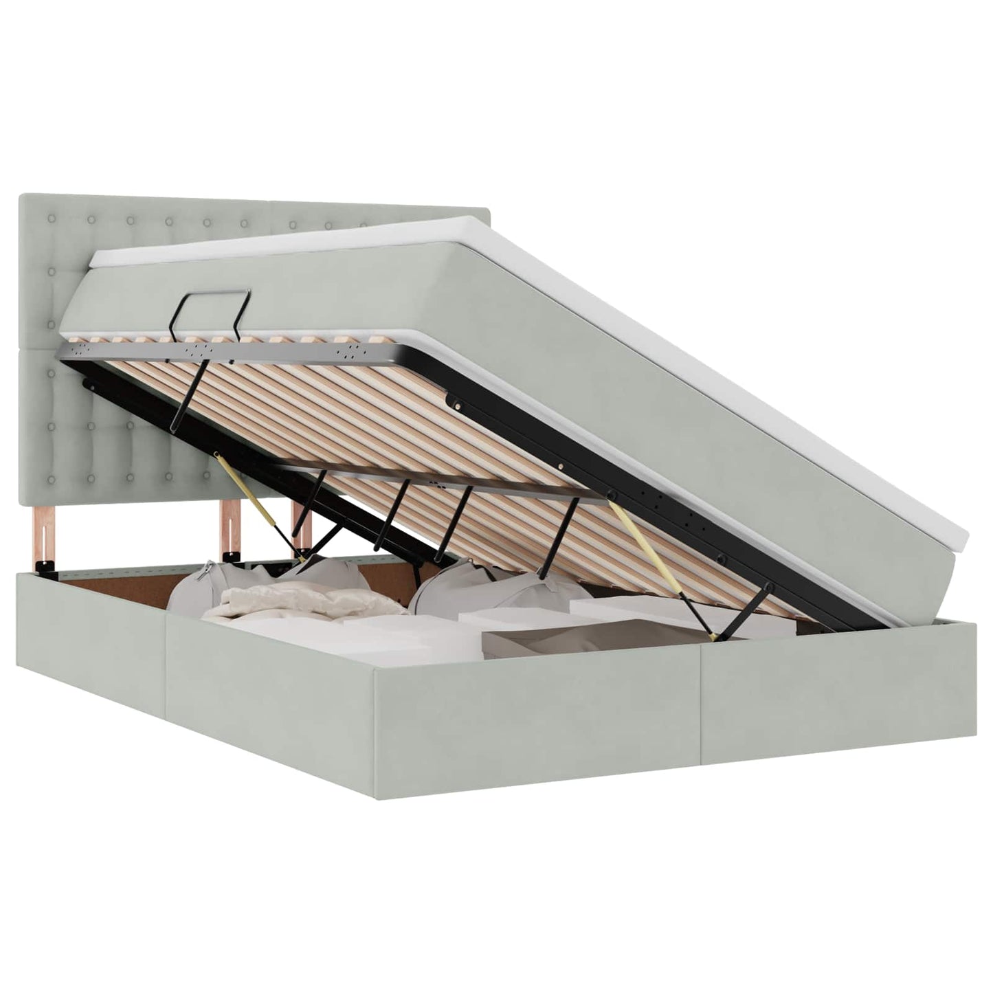 Letto con contenitore e materasso Grigio chiaro 140 x 190 cm | homemem39