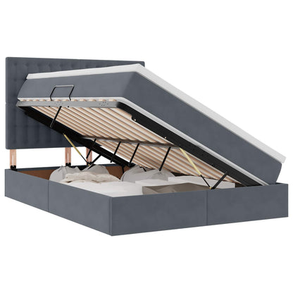 Letto con contenitore e materasso Grigio scuro 140 x 190 cm