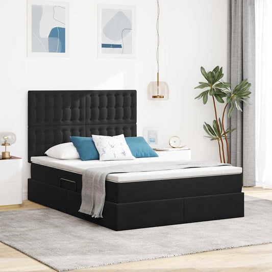 Letto con contenitore e materasso Nero 140 x 190 cm Velluto | homemem39
