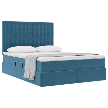 Letto con contenitore e materasso Blu Scuro 140 x 190 cm