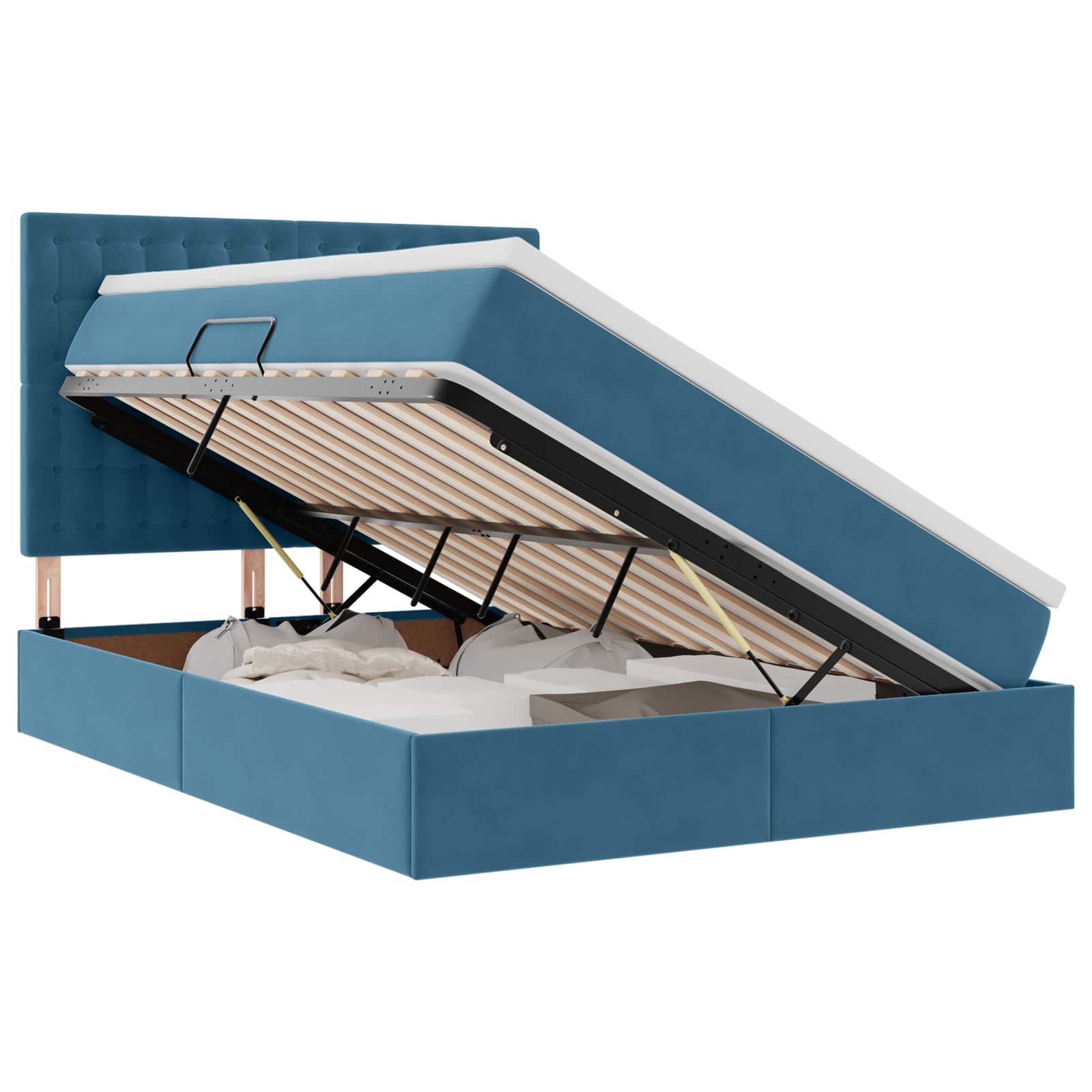 Letto con contenitore e materasso Blu Scuro 140 x 200 cm | homemem39