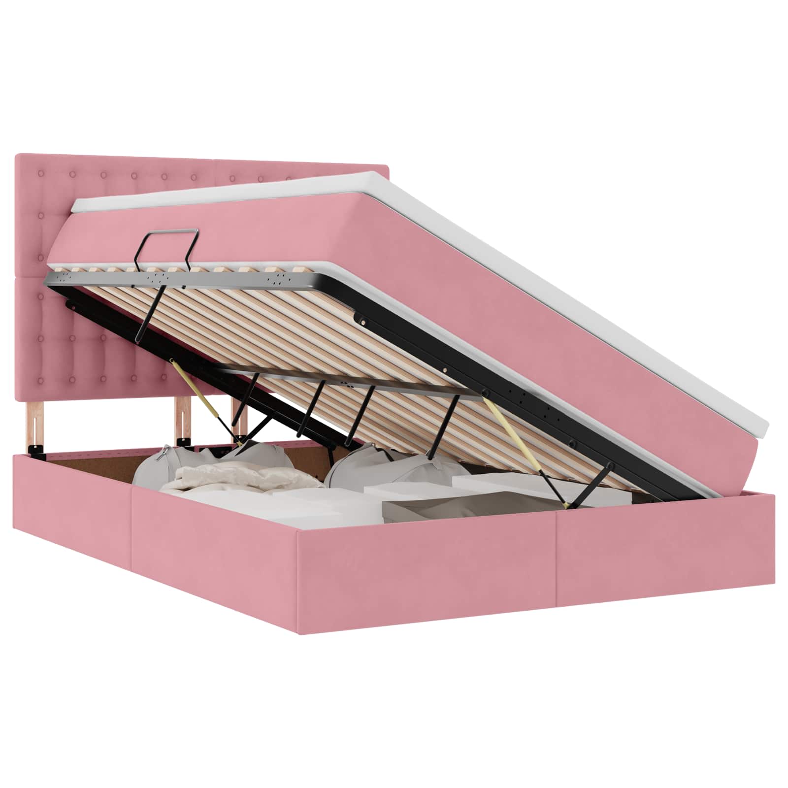 Letto con contenitore e materasso Rosa 140 x 200 cm Velluto | homemem39