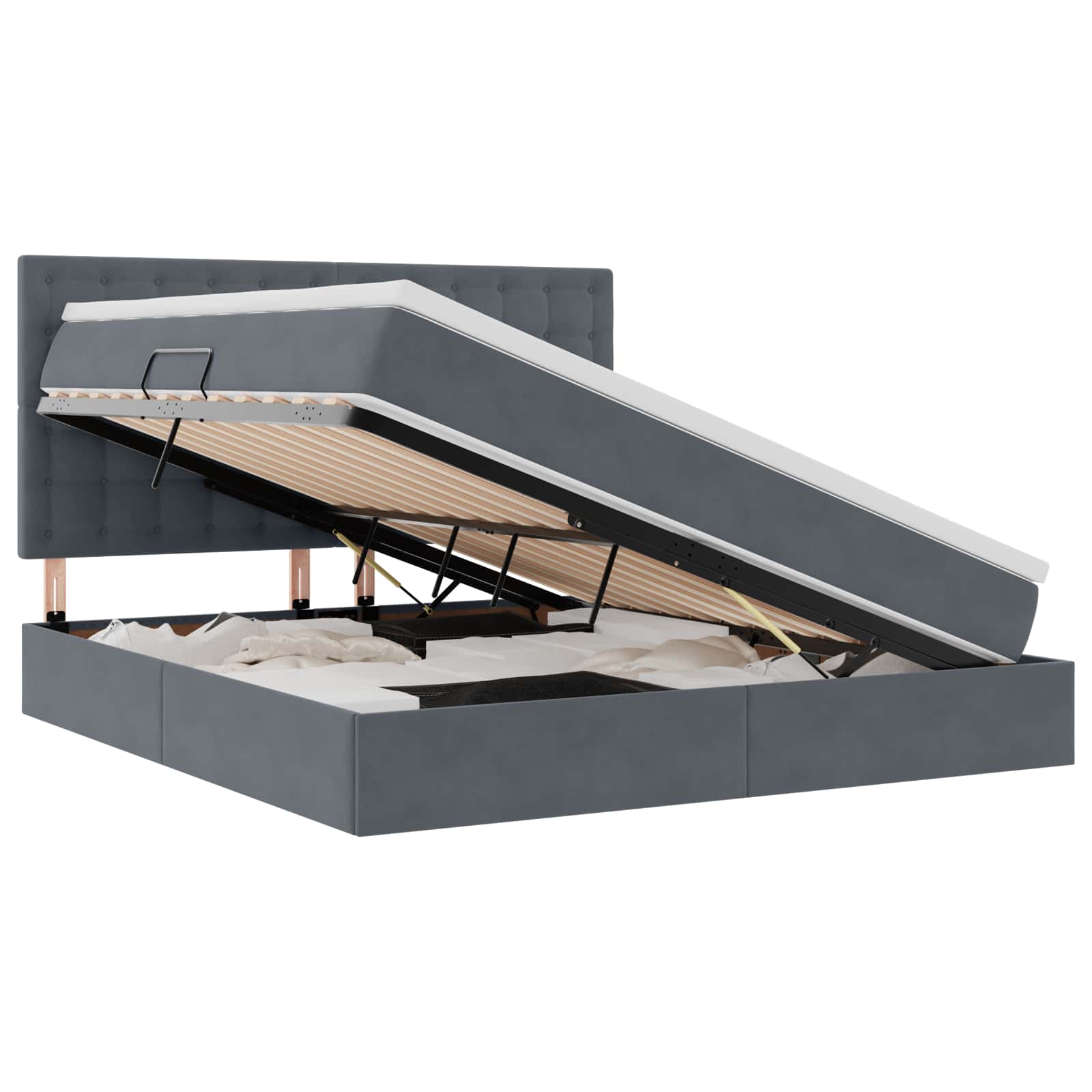 Letto con contenitore e materasso Grigio scuro 160 x 200 cm | homemem39