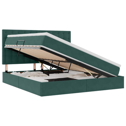 Letto con contenitore e materasso Verde Scuro 160 x 200 cm | homemem39