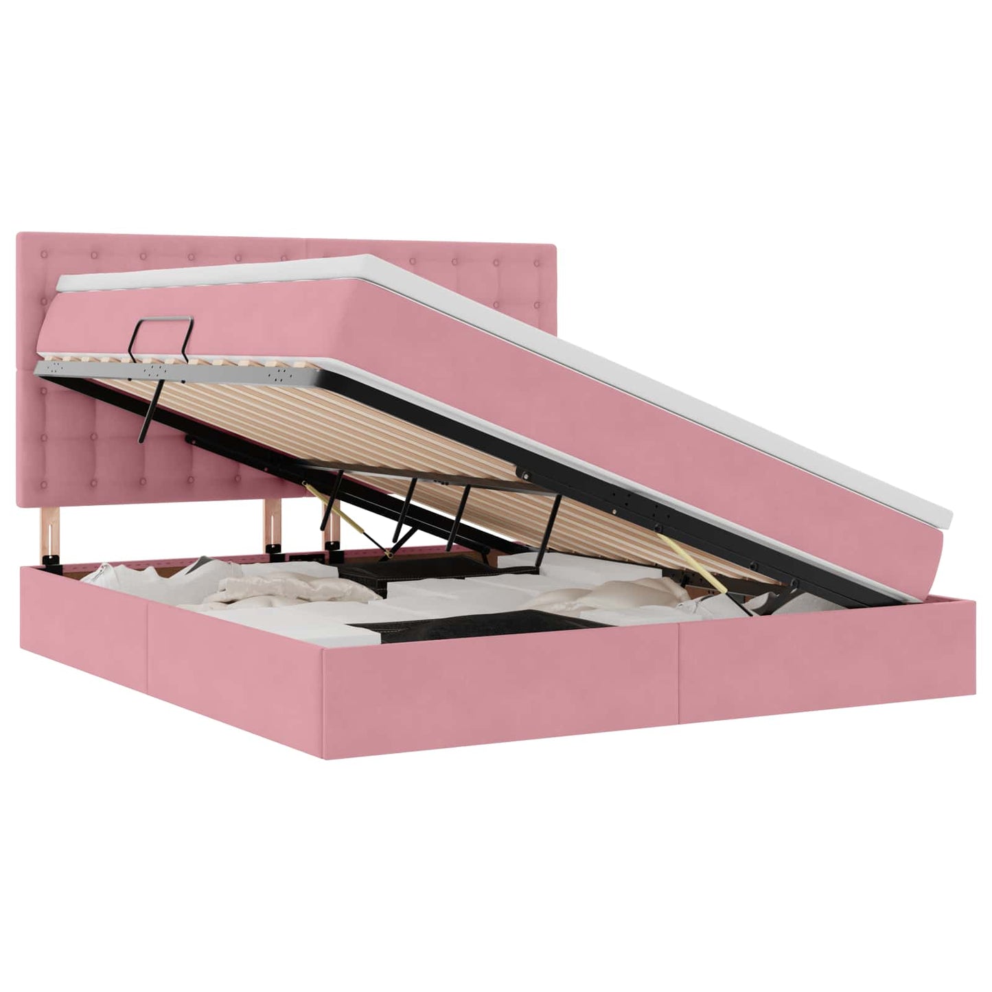 Letto con contenitore e materasso Rosa 160 x 200 cm Velluto | homemem39