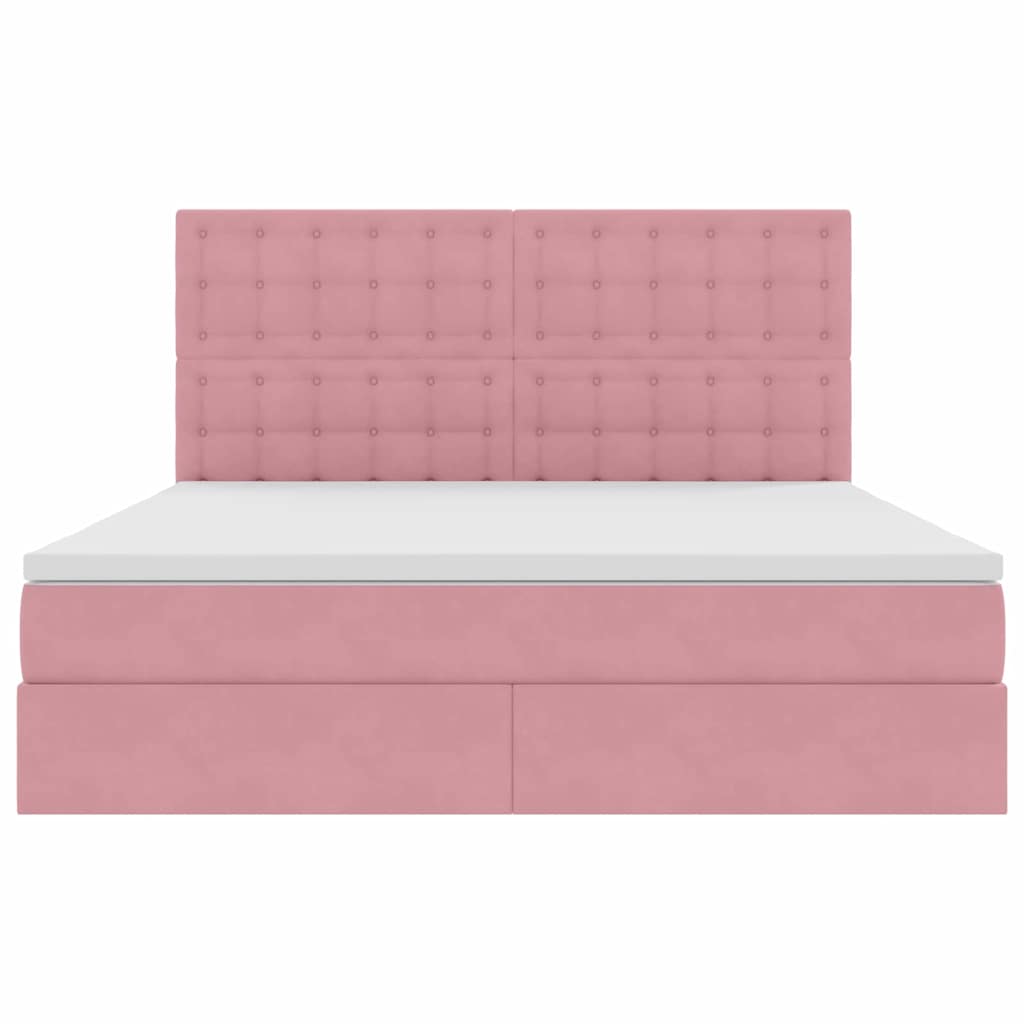 Letto con contenitore e materasso Rosa 160 x 200 cm Velluto | homemem39